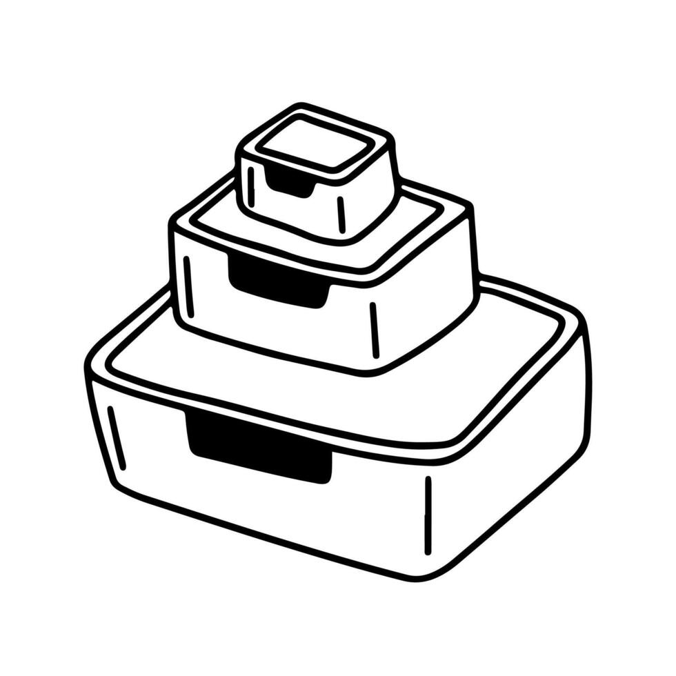 Set of food containers doodle sketch vector