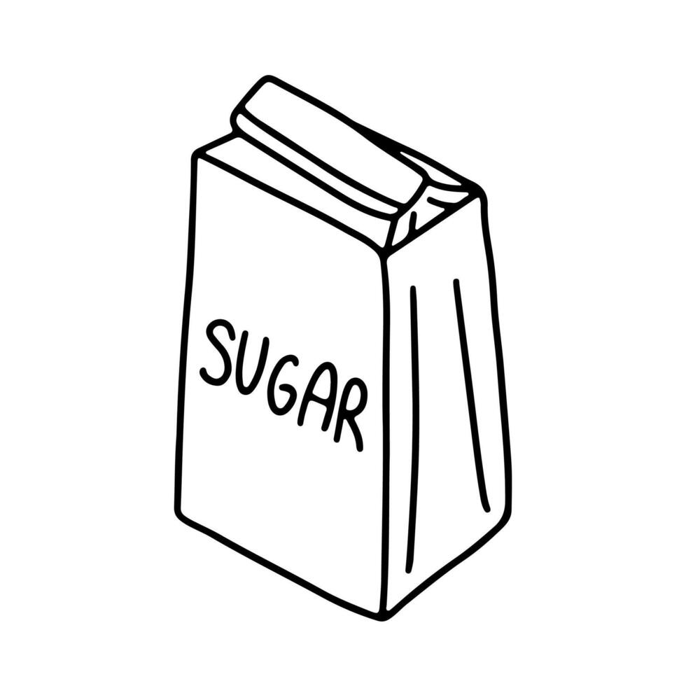Sugar in paper package doodle illustration vector