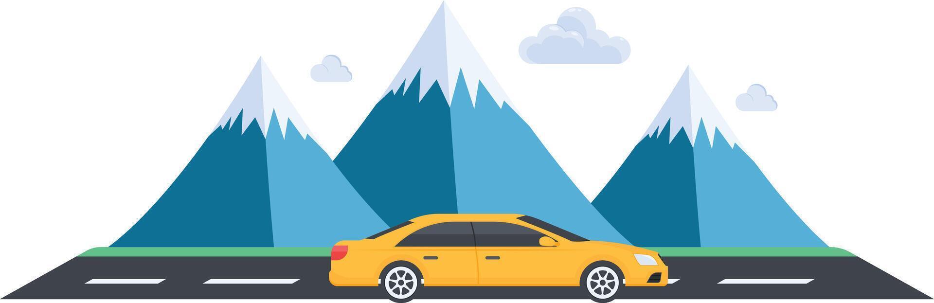 Holiday Road Trip through Mountains vector