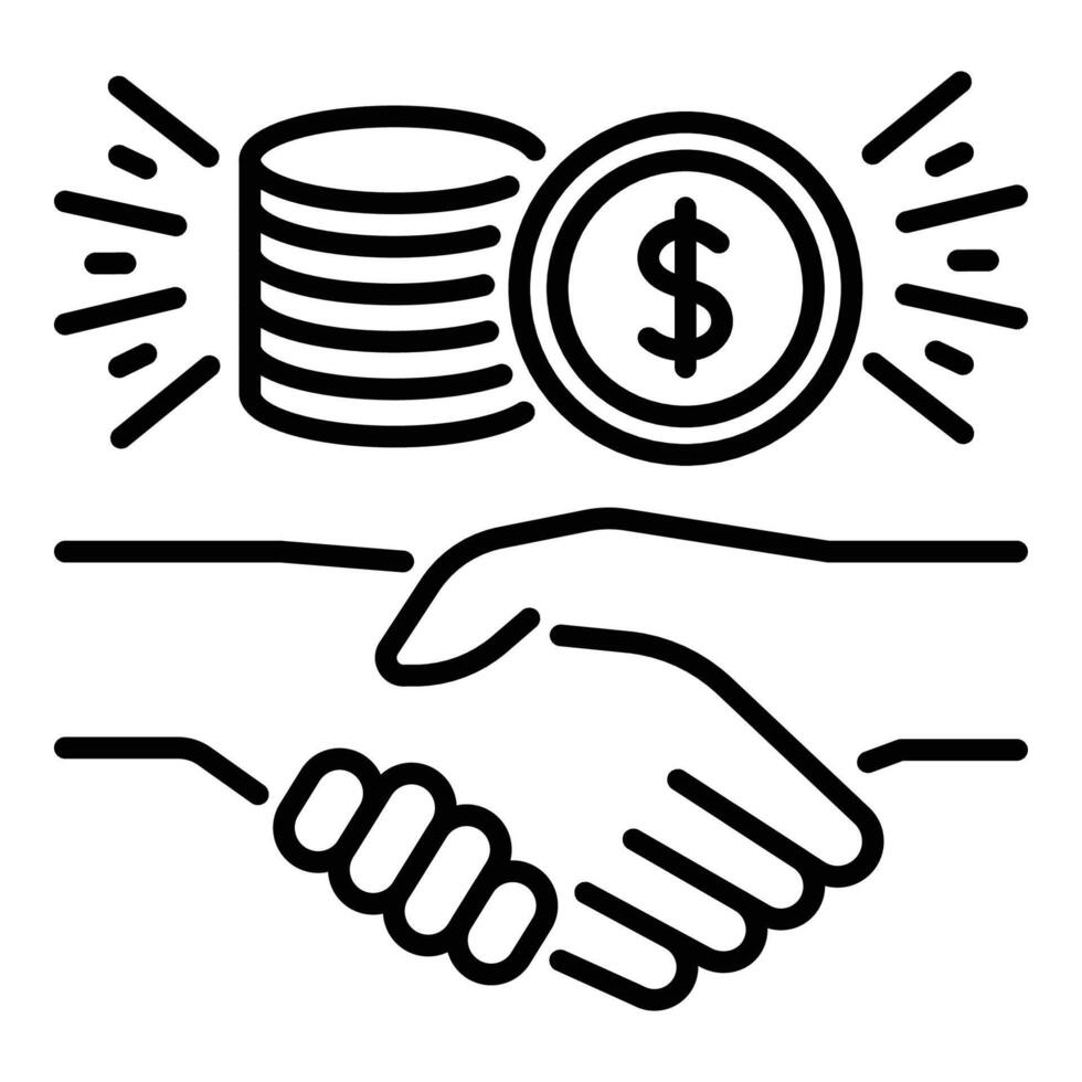 handshake with money line icon vector