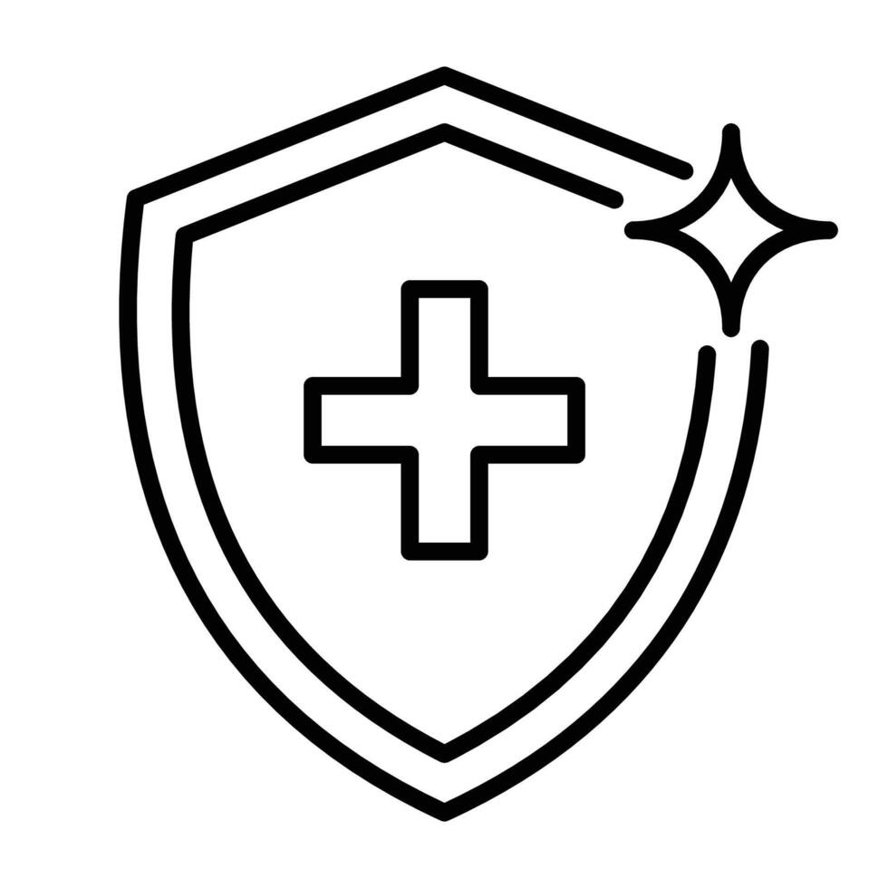 Shinning shield minimal icon vector