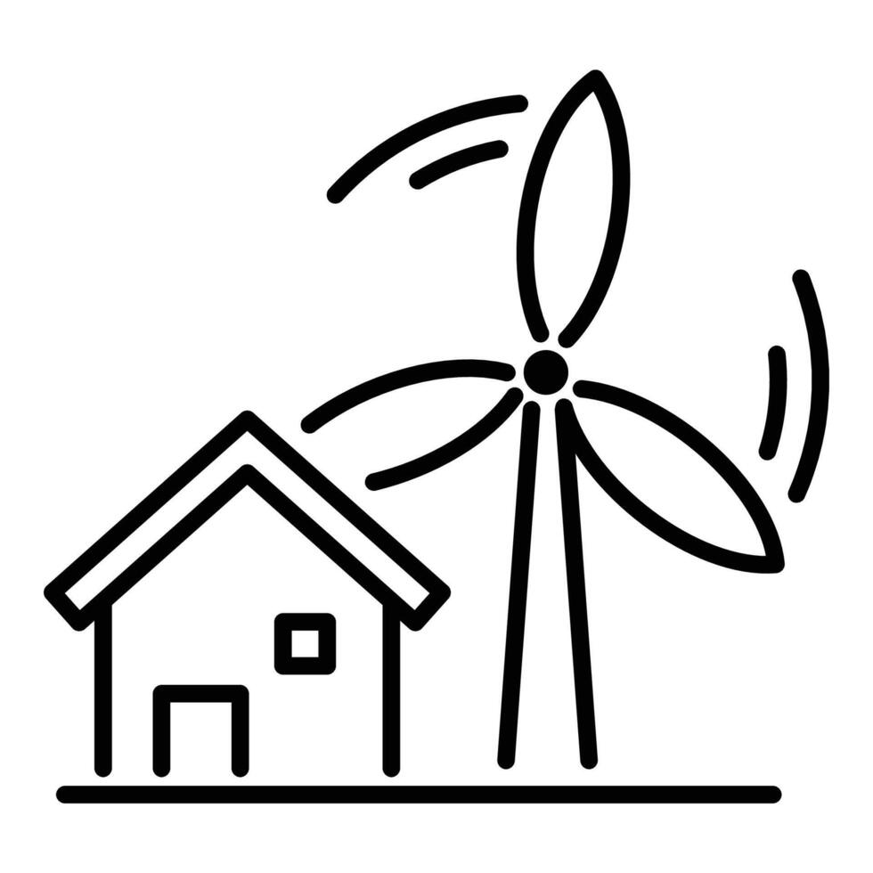 Windmill and house vector