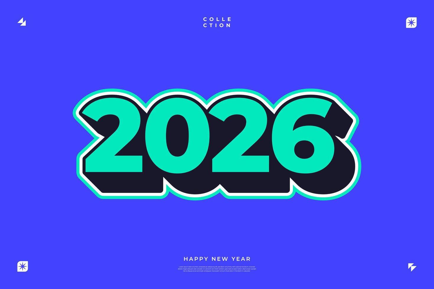 2026 Happy New Year Design Bold Colorful Numbers Trendy Typography vector