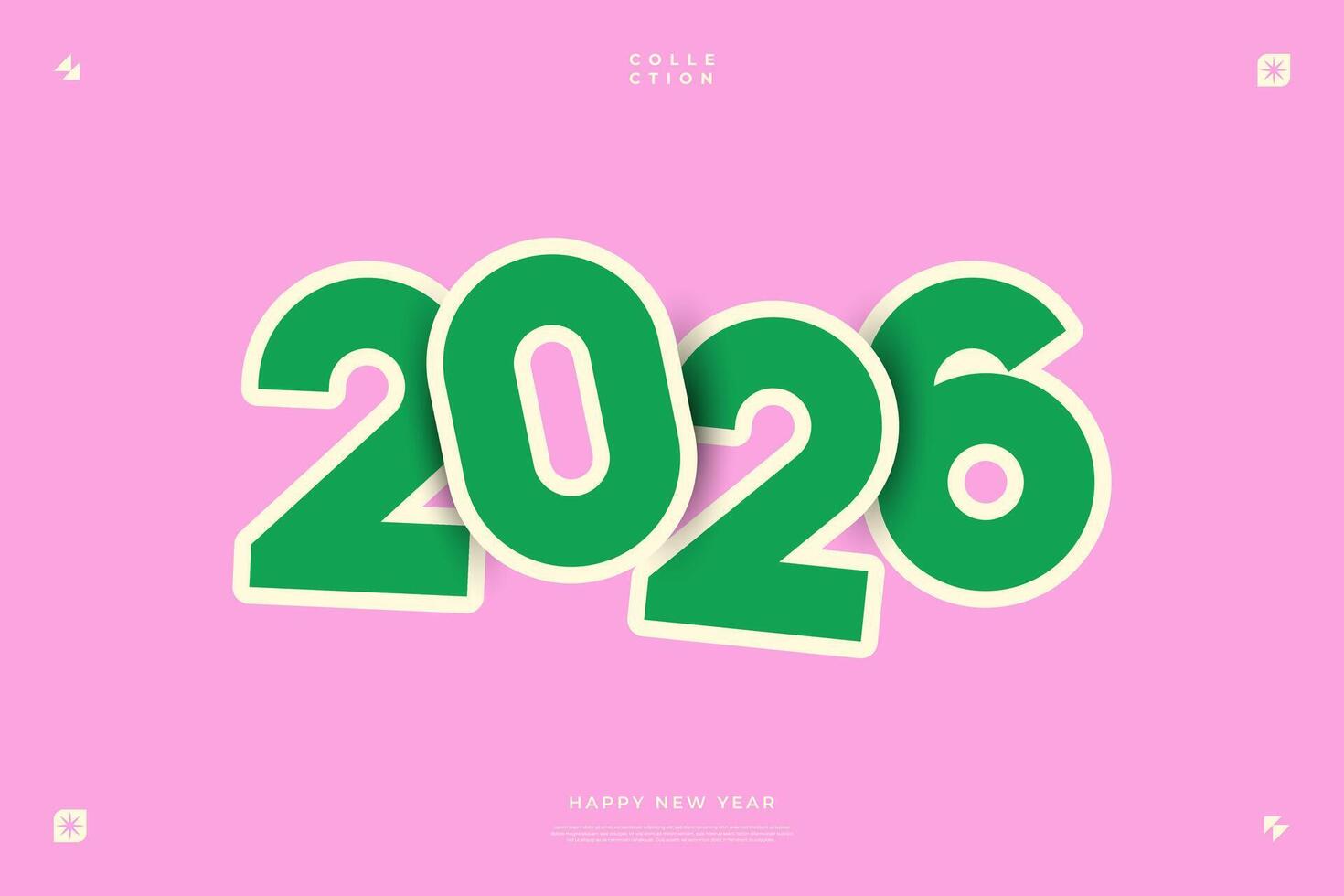 Happy New Year 2026 Green Number Design Festive Background vector
