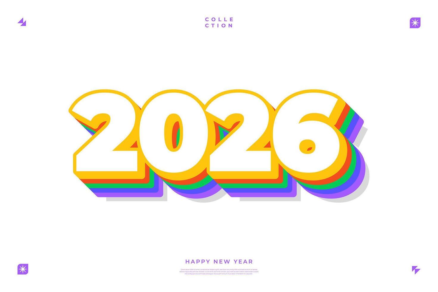 2026 Happy New Year Colorful Retro Design vector
