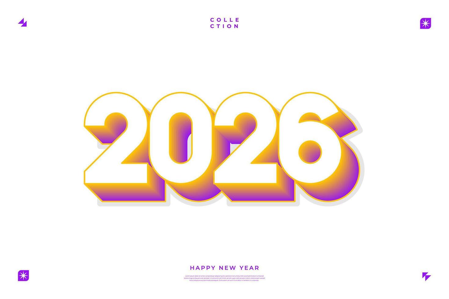 2026 Happy New Year Design Bold 3D Numbers Gradient Colors vector