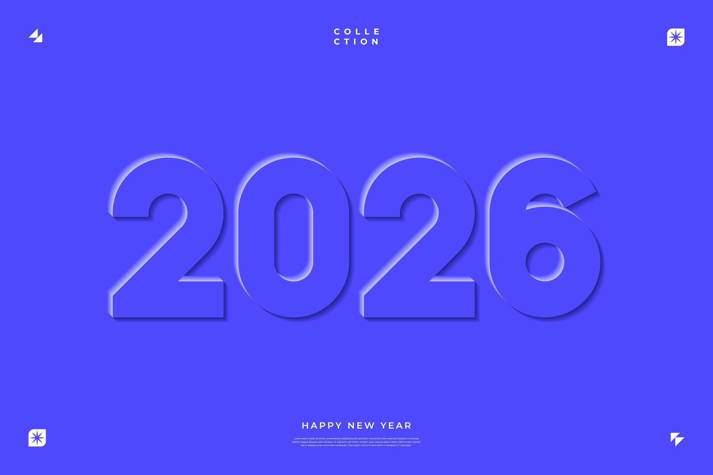 2026 Happy New Year Blue 3D Number Design Background vector