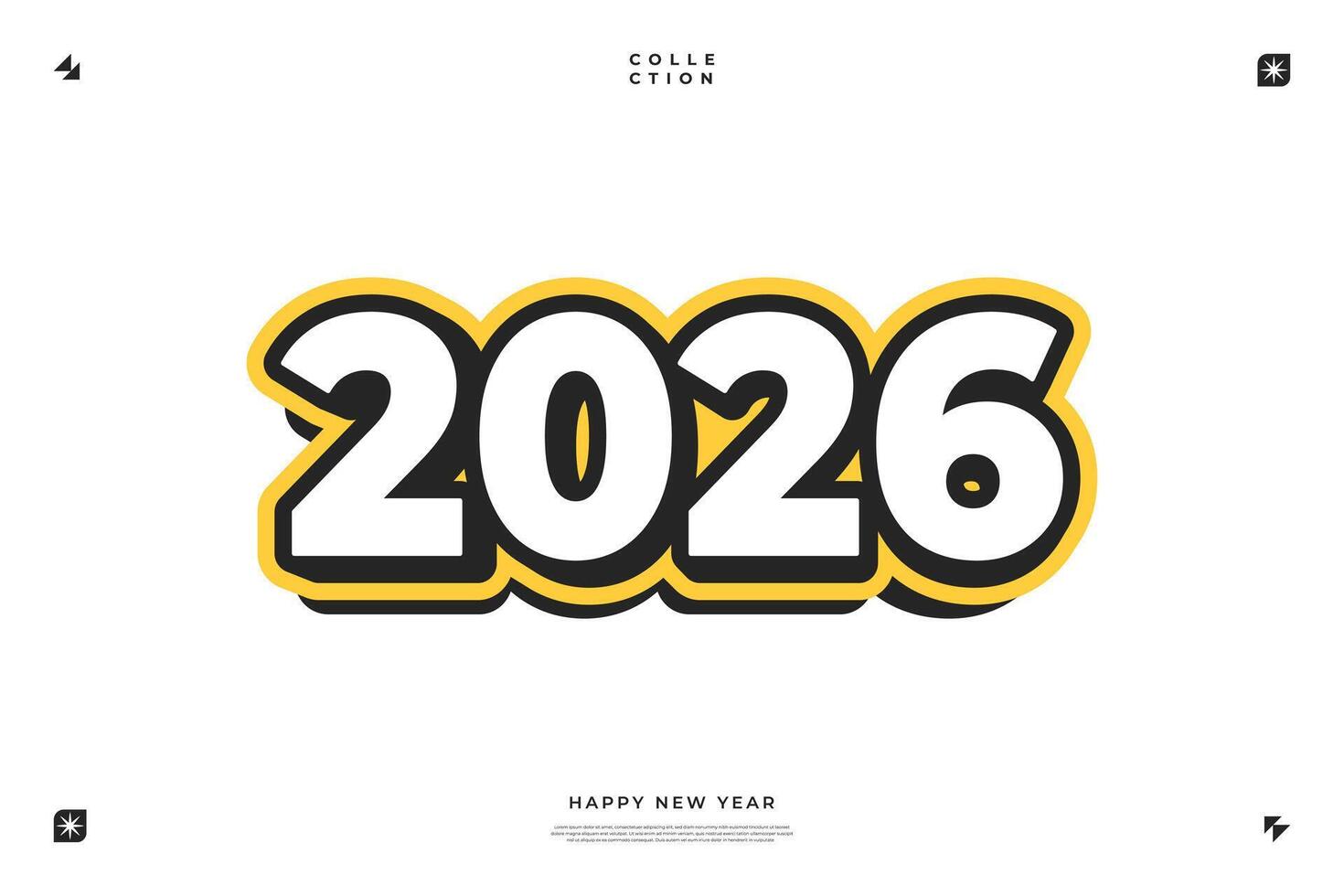 2026 Happy New Year Design Bold Numbers Yellow Black vector