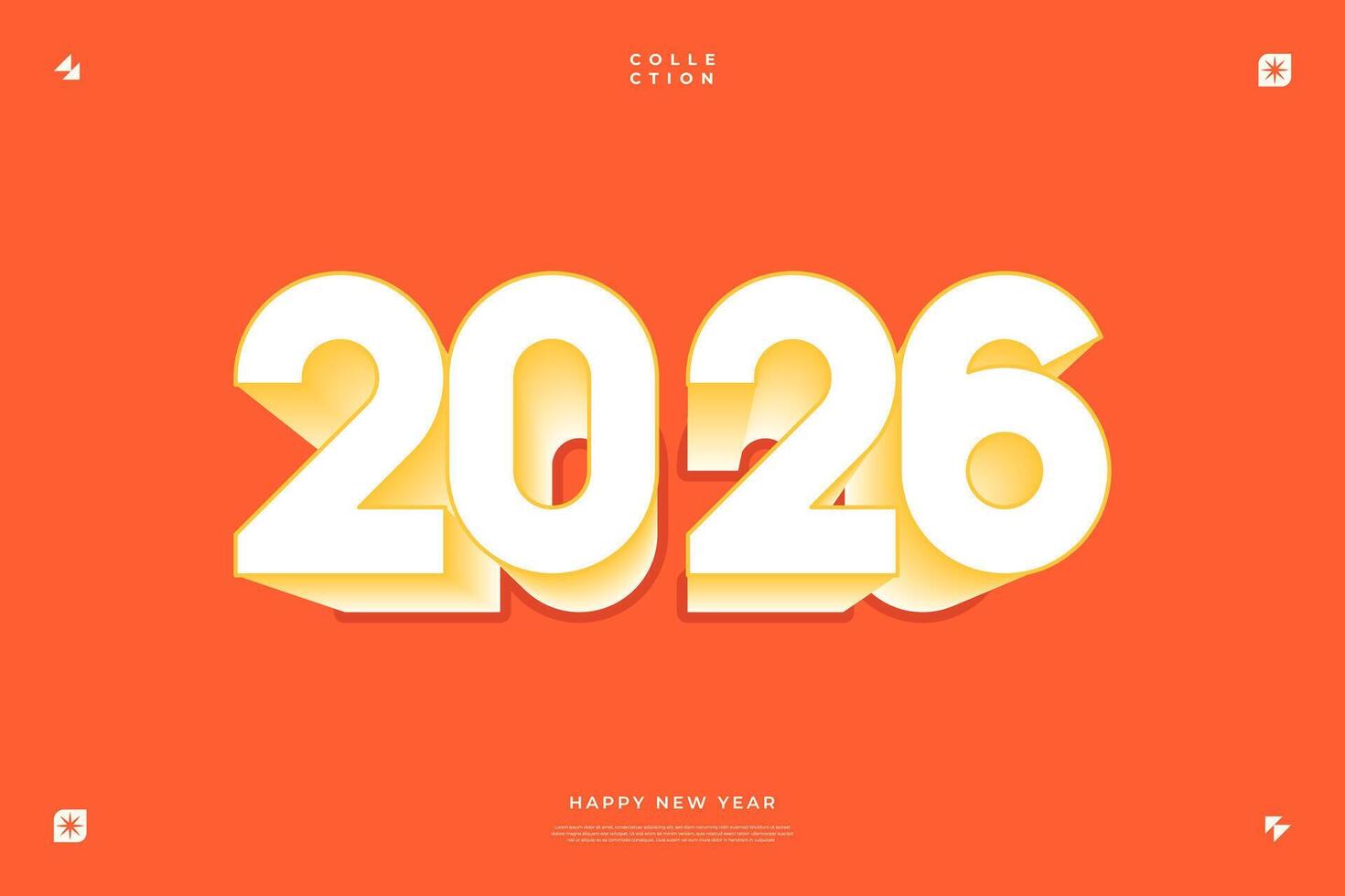 2026 Happy New Year Orange Background 3D Numbers Design vector