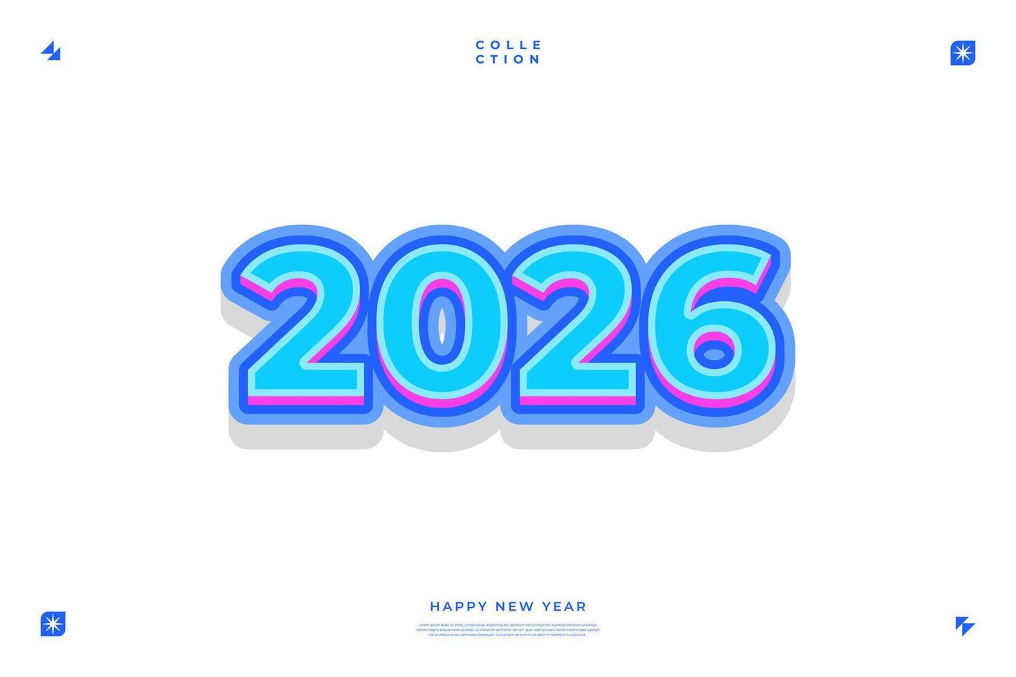 2026 Happy New Year Blue Typographic Design vector