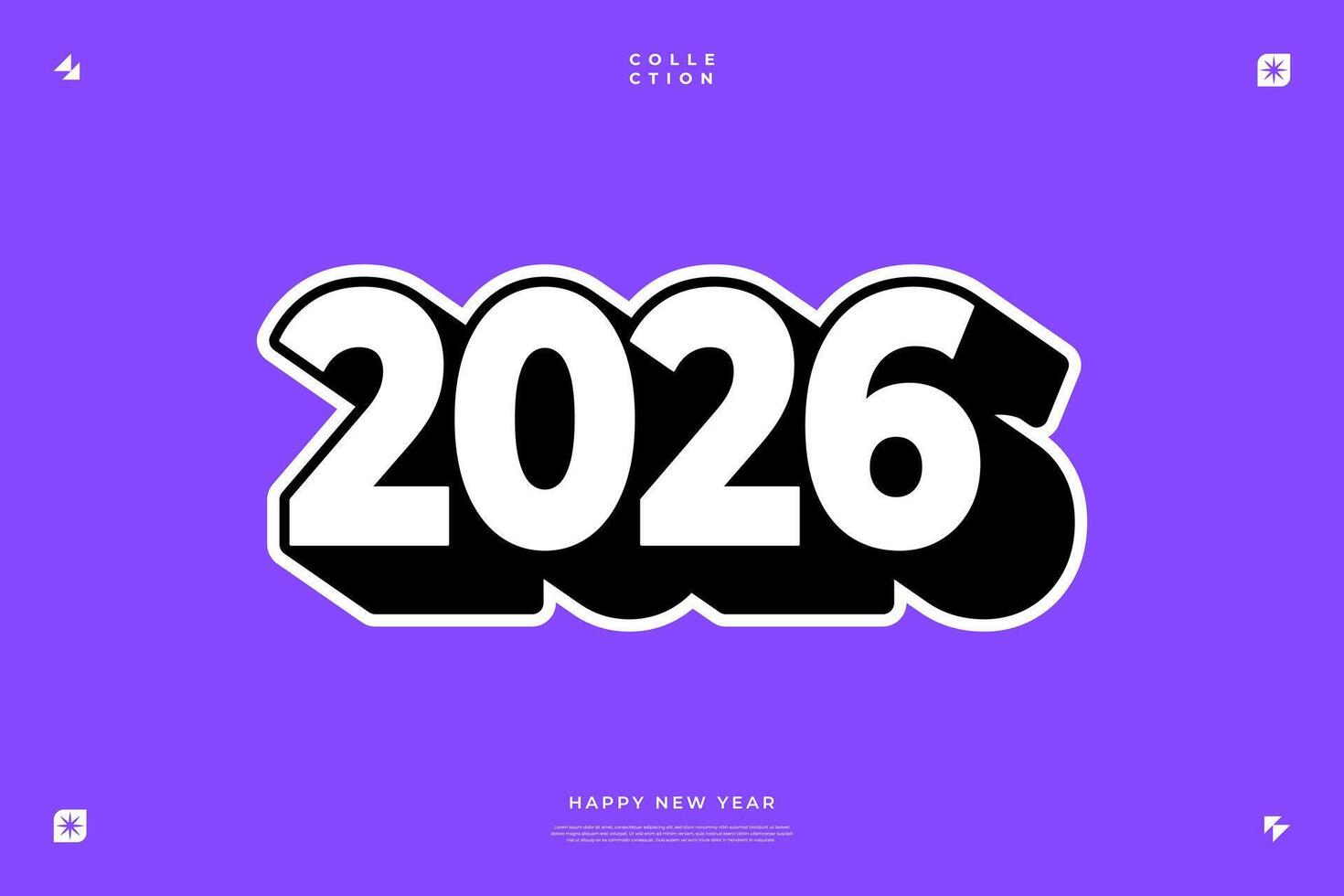 2026 Happy New Year Design Bold Number Purple Background vector