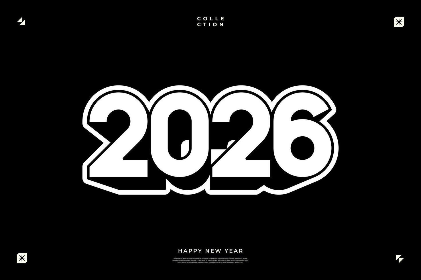 2026 Happy New Year Bold Modern Typographic Design vector