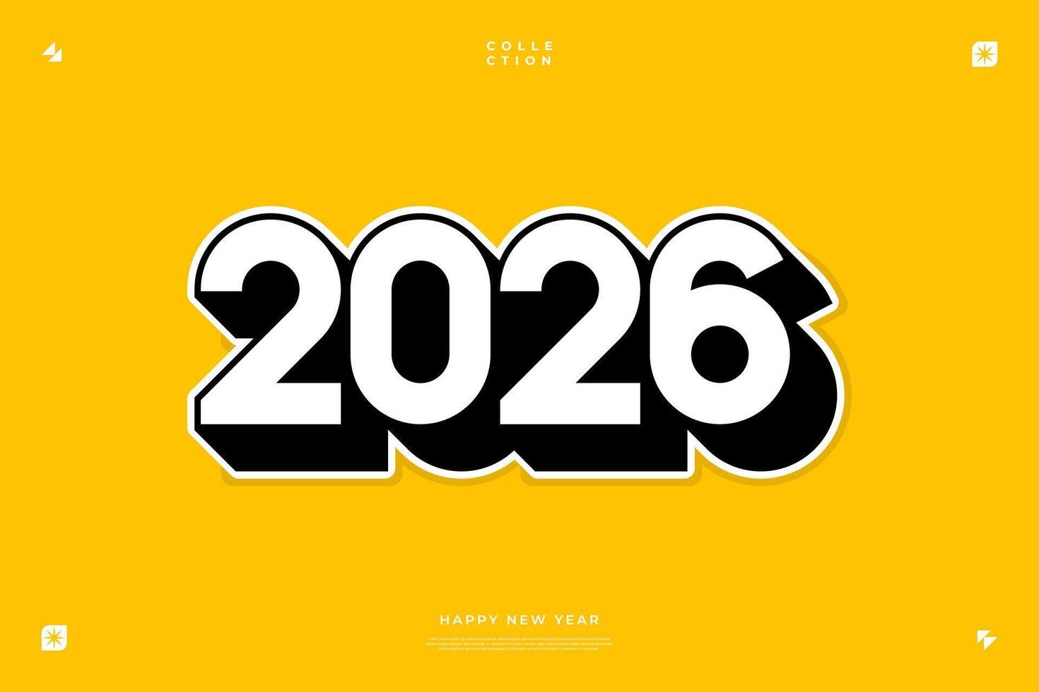 2026 Happy New Year Design Bold Numbers Yellow Background vector