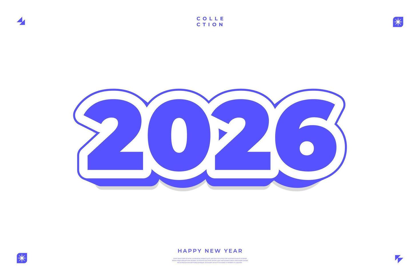 2026 Happy New Year Design Blue Number 3D Style Festive vector