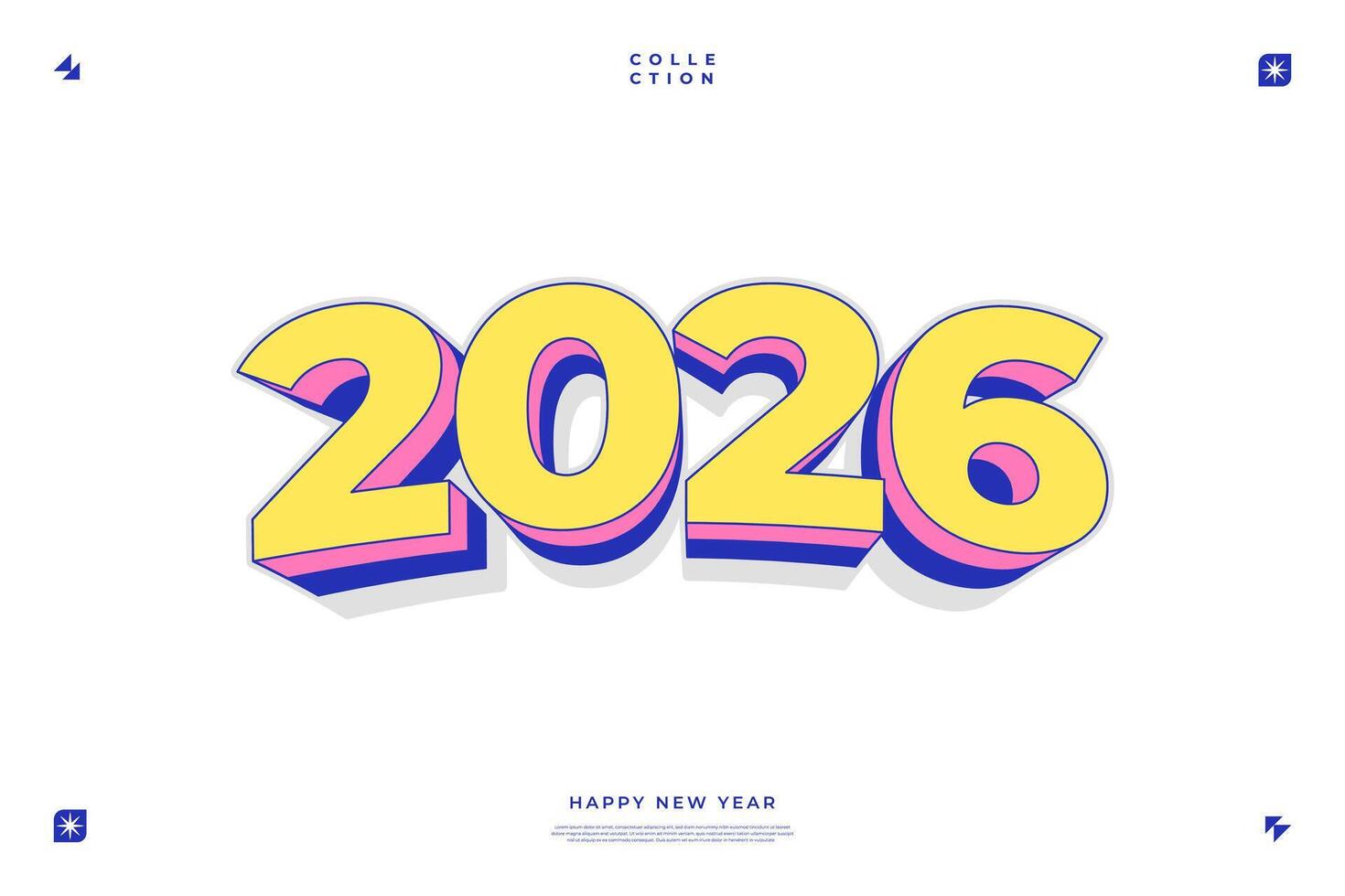 2026 Happy New Year Colorful 3D Number Design vector