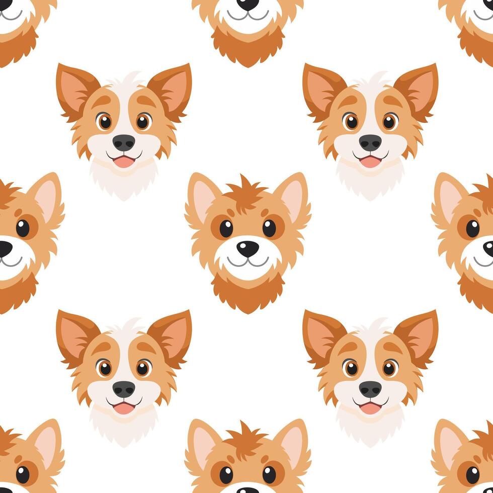 Seamless pattern of cute dog faces. Puppies seamless pattern. Background for kids vector
