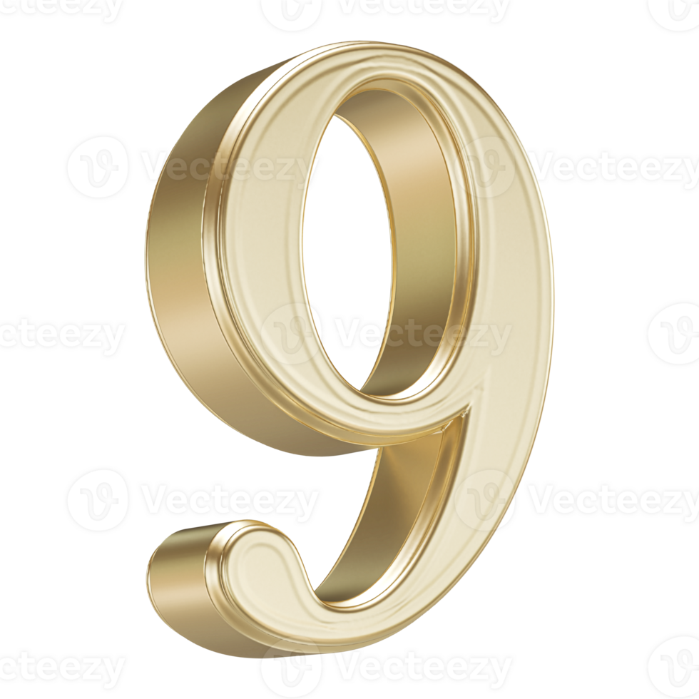 Gold Number 9 - 3D Rendering png
