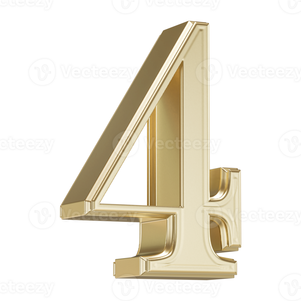Golden Number 4 - 3D Rendering png