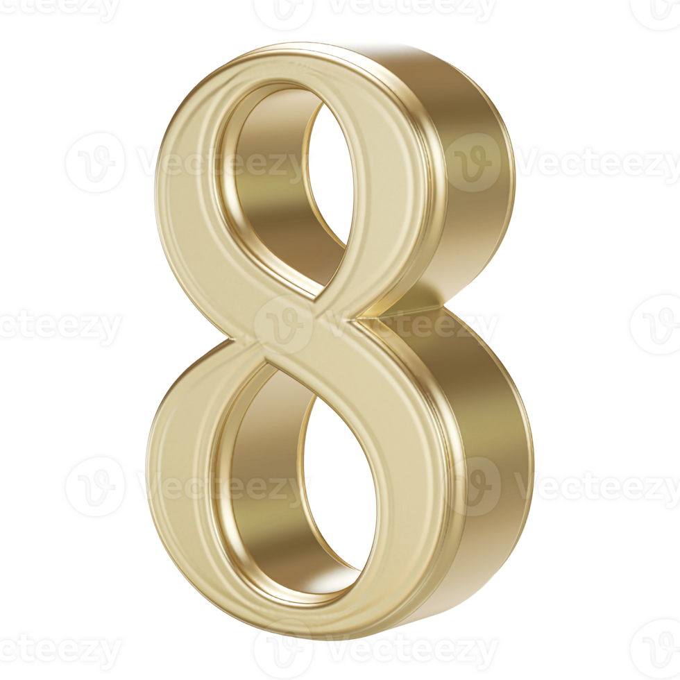 Gold Number 8 - 3D Rendering png