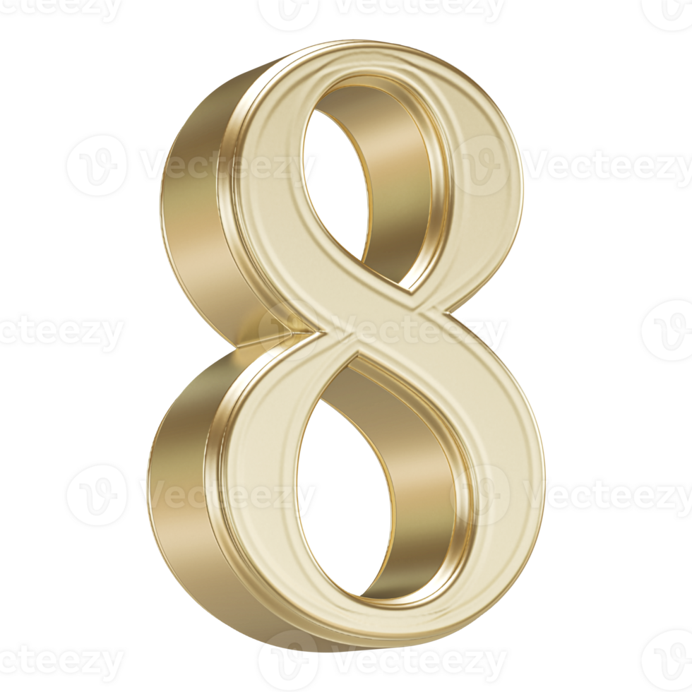 Golden Number 8 - 3D Rendering png
