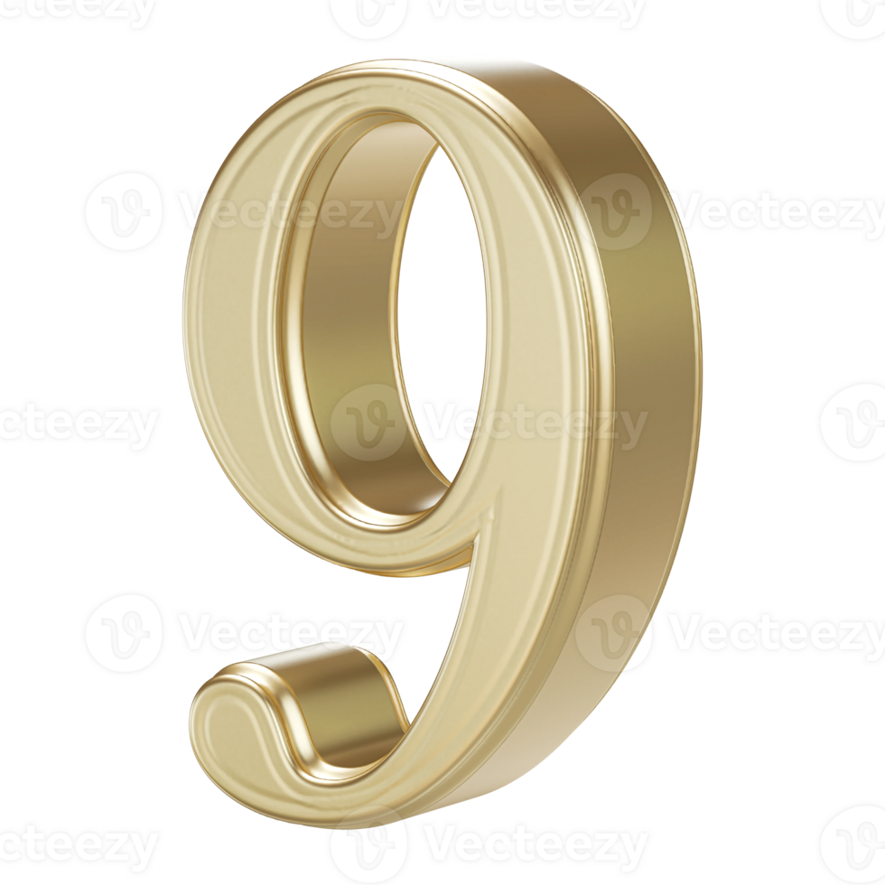 Golden Number 9 - 3D Rendering png