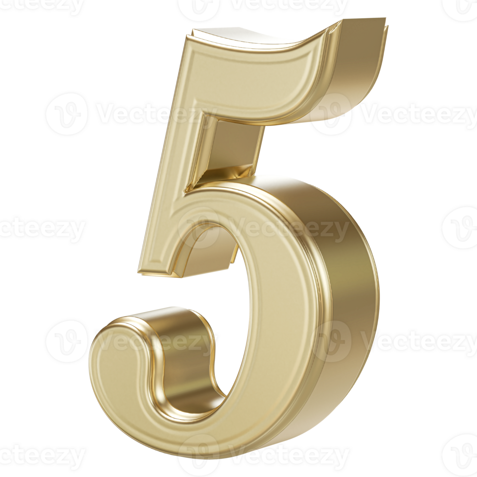 Gold Number 5 - 3D Rendering png