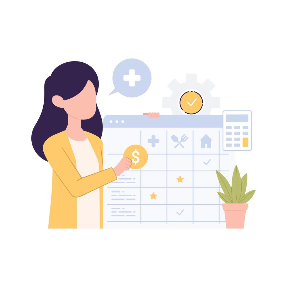 Budget planning, personal finance to allocate expense or payment, income and saving vector
