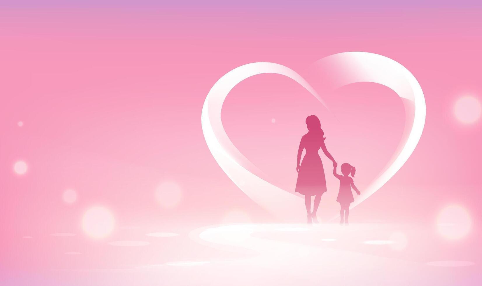 Mother's Day horizontal illustration abstract love mother holding child vector