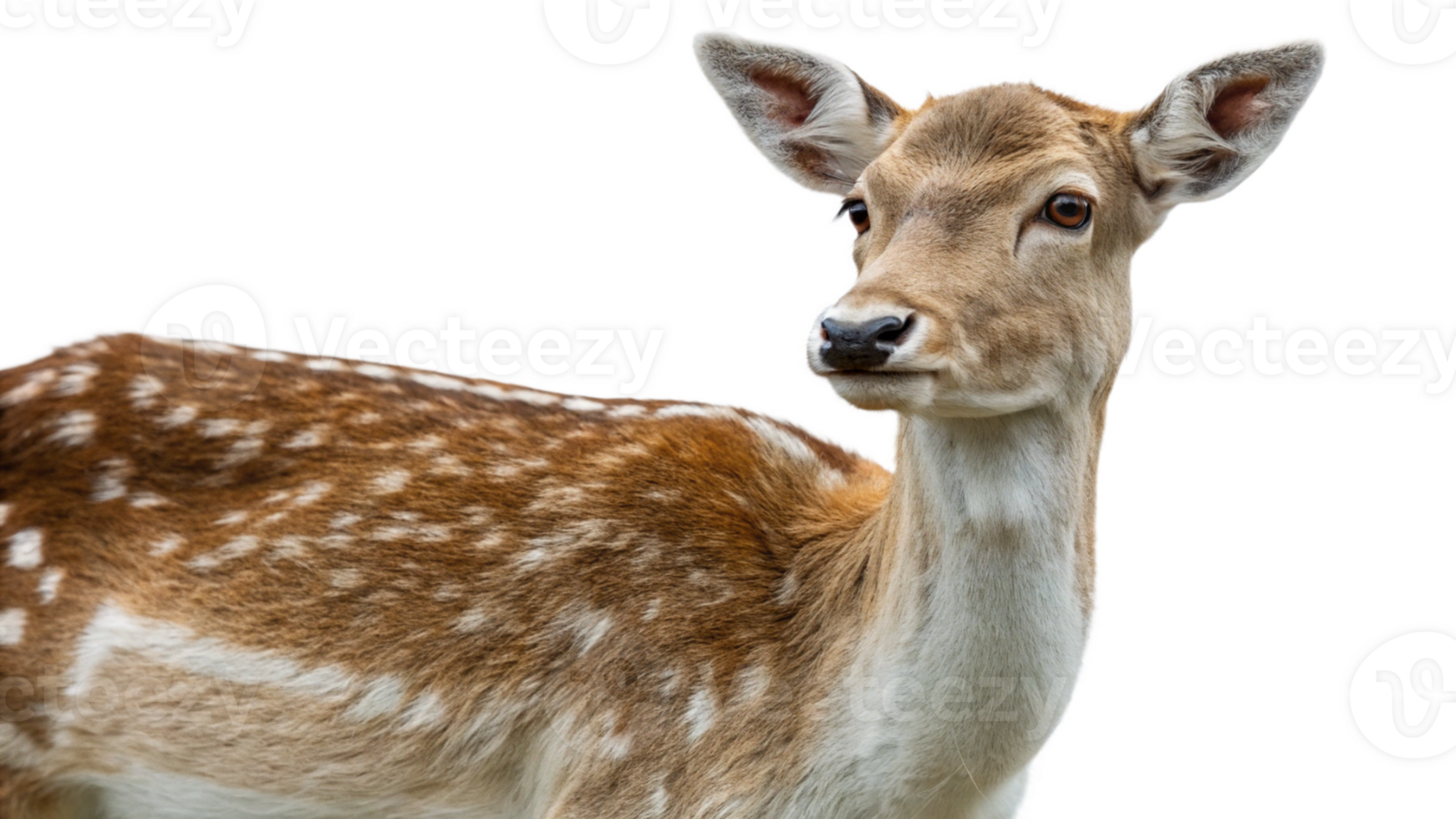 A deer looking directly at the camera, isolated on a transparent background png