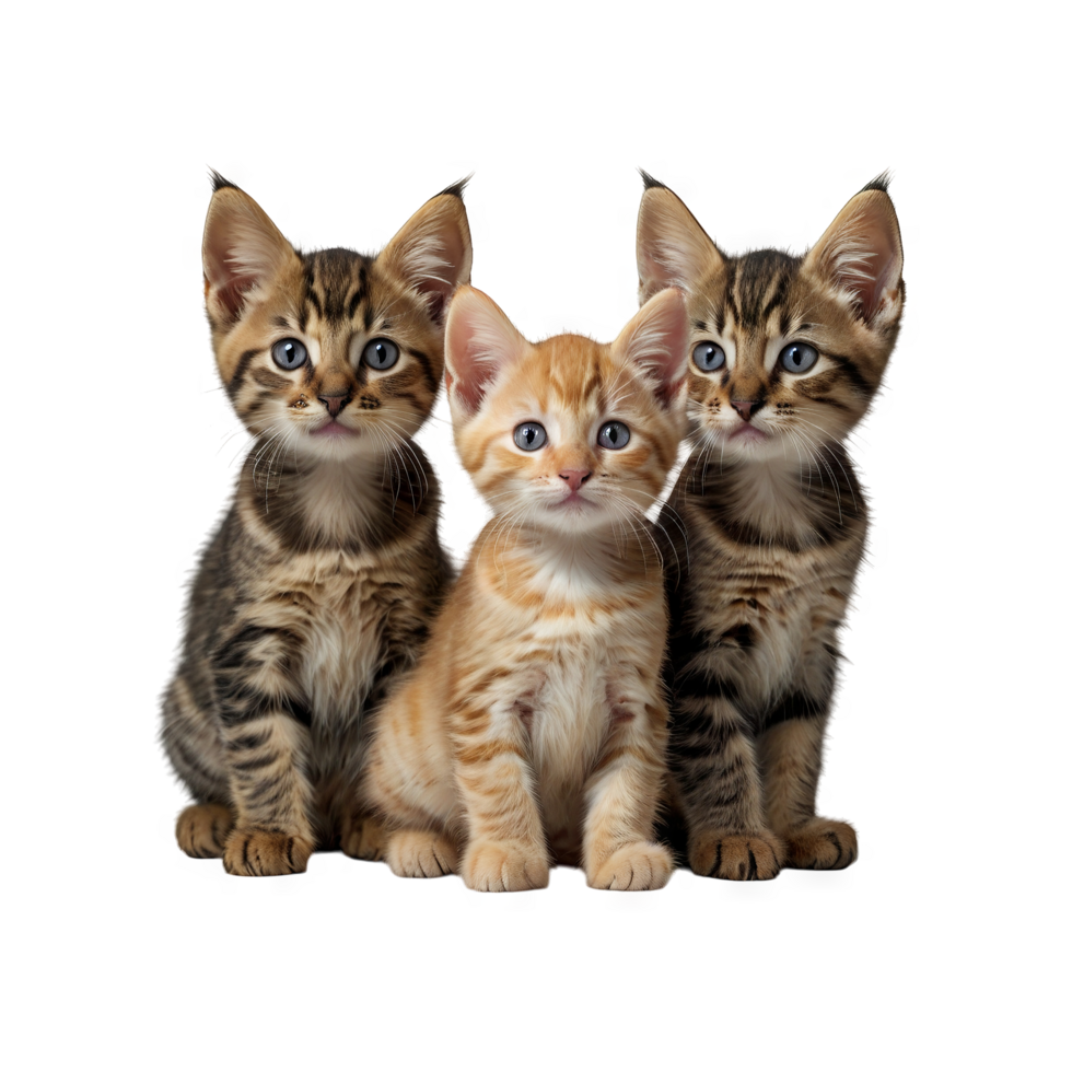 Three cute and adorable egyptian want kittens png