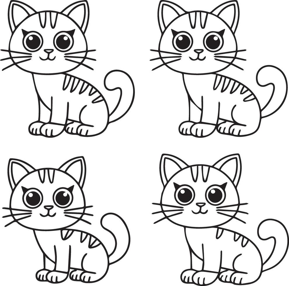Cute Cat Doodle Clipart, Single Line Cat Illustrations for Creative Projects vector