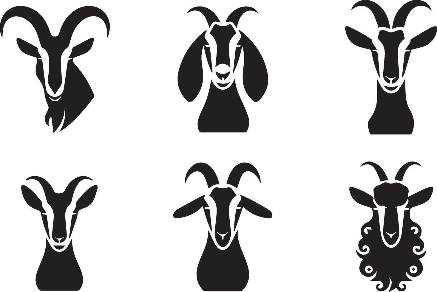 Dynamic goat head icon set. vector