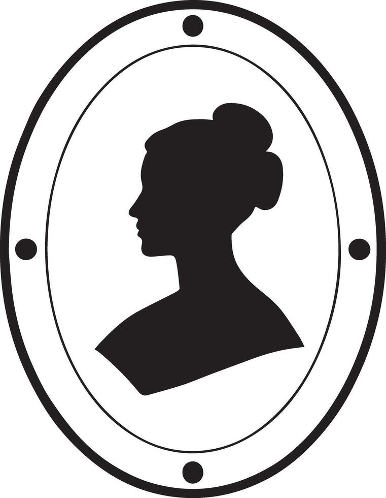 Elegant Cameo Woman Icon Set, Silhouette Female Portrait Logos vector