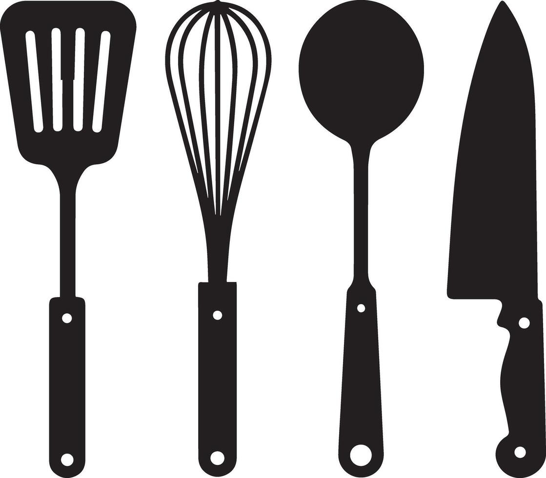 Unique kitchen utensils silhouette illustration vector
