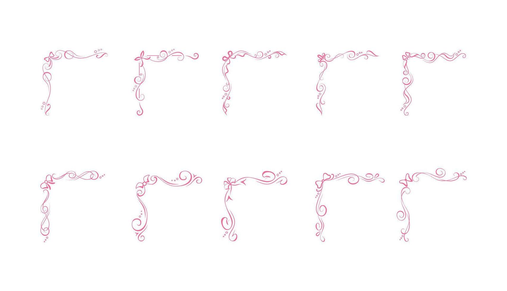 Set of 10 coquette bow vignette corners vector