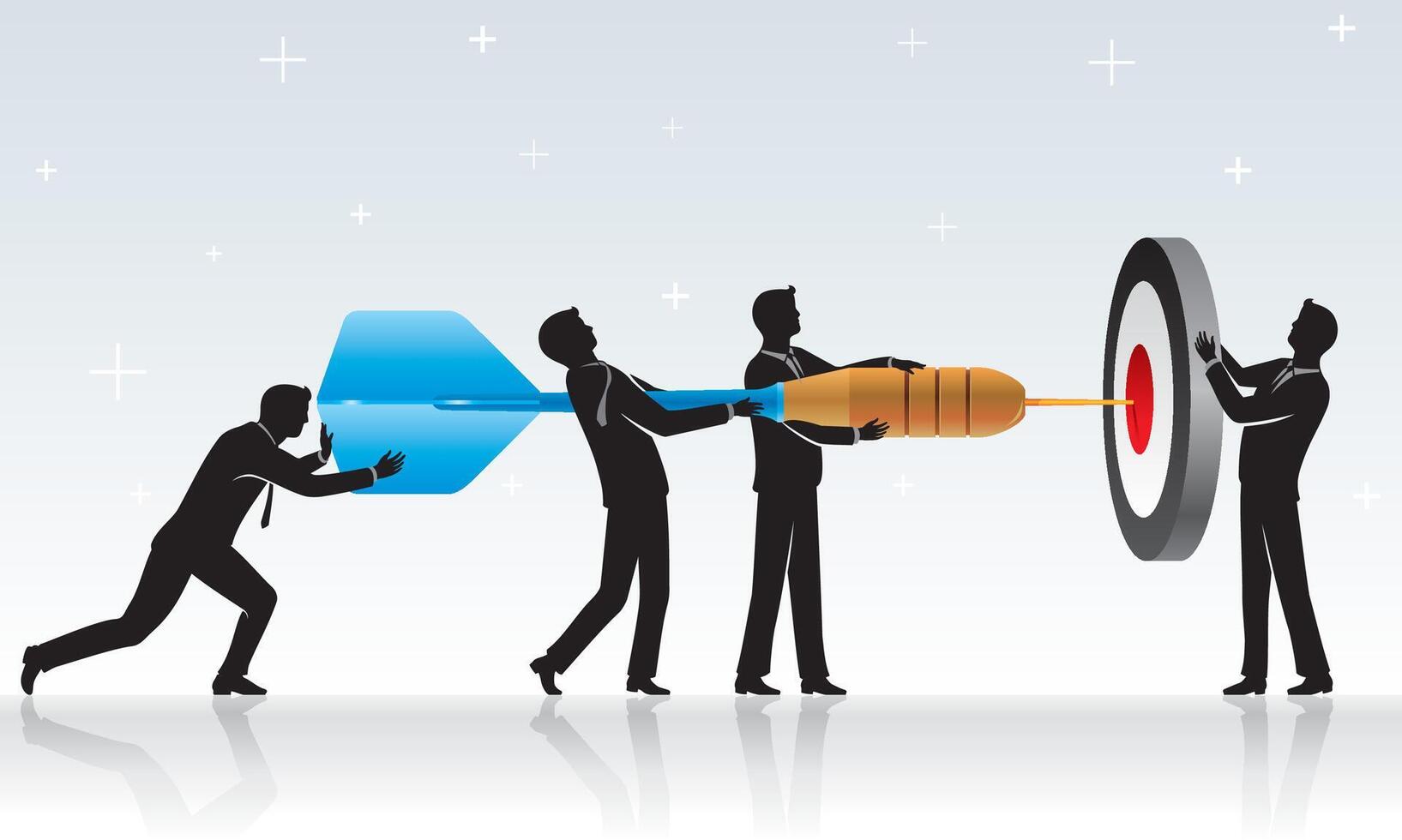 Business Hitting Target Mark, Teamwork Effort vector