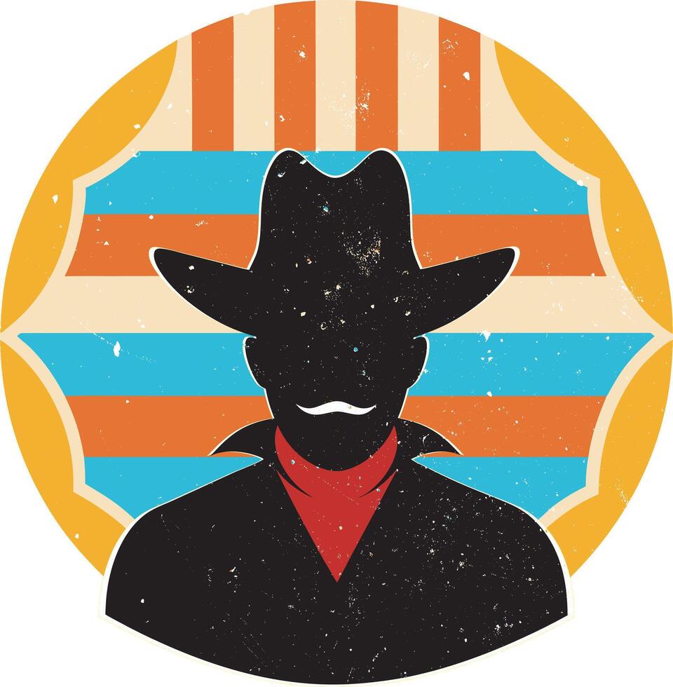 American cowboy silhouette on vintage western background vector