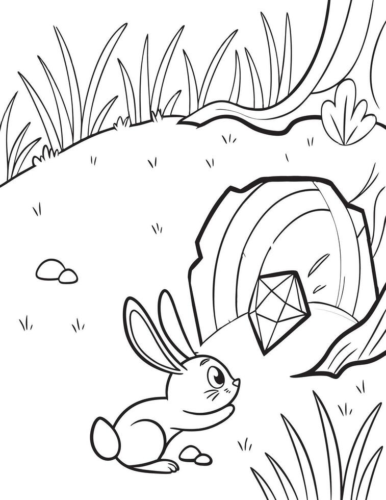 Outline of benny and the hidden burrow for adventurous coloring books vector