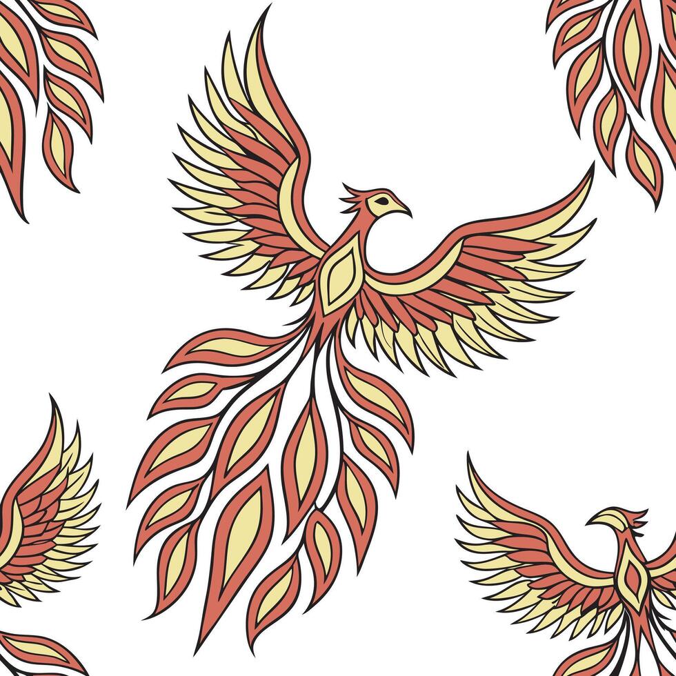 Phoenix rising seamless mandala with ire inspired design vector