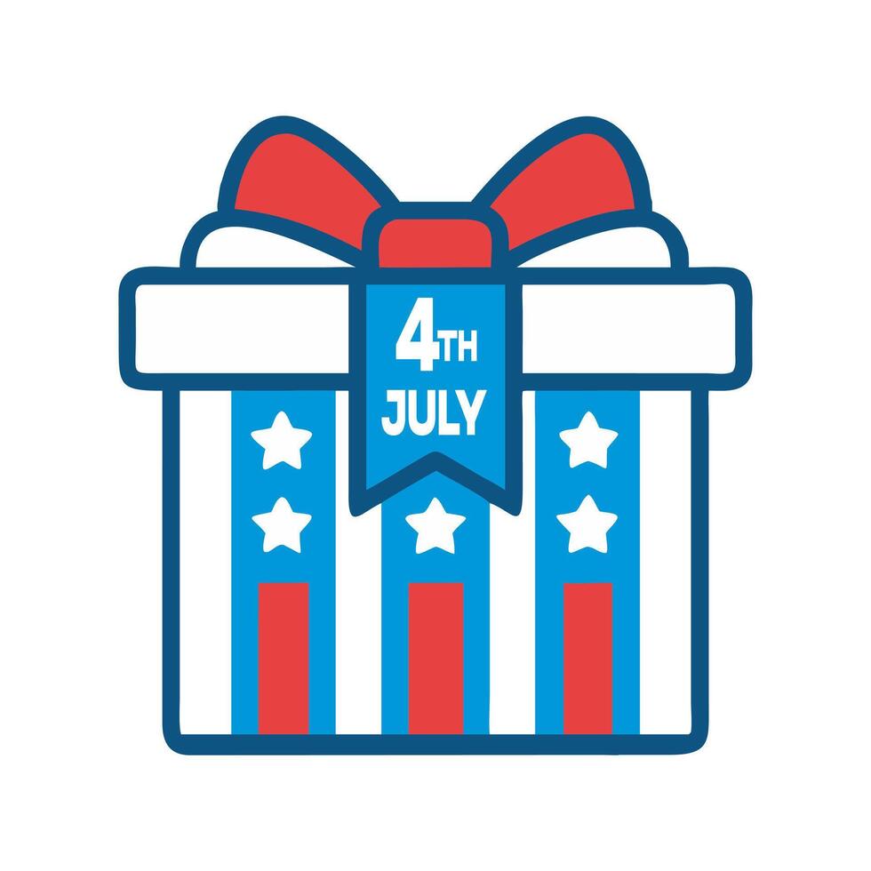 Fourth July themed Christmas giftbox icon vector
