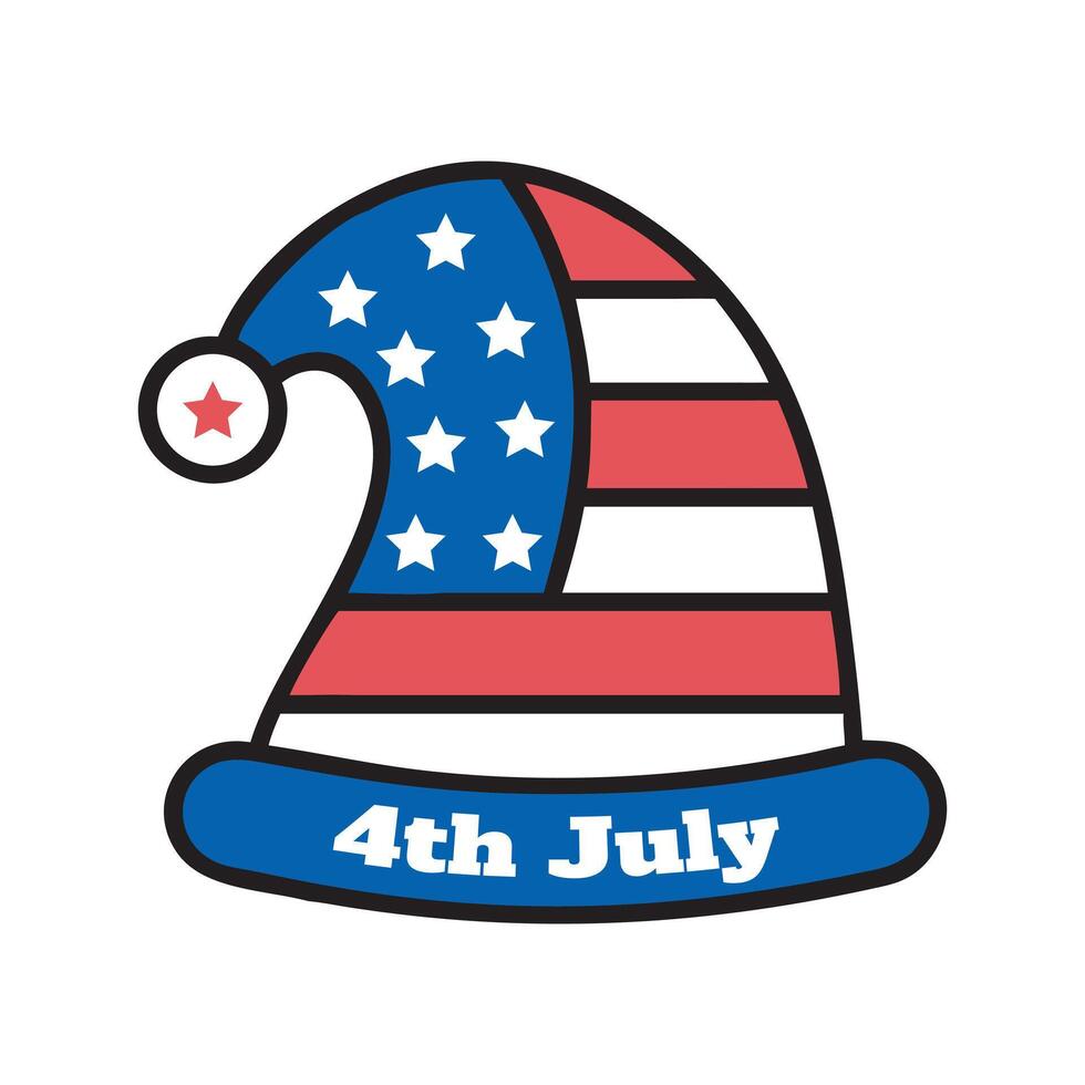Fourth July themed Santa Claus hat icon vector
