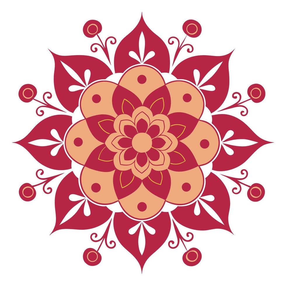 Floral mehndi mandala with vine scrolls petals vector