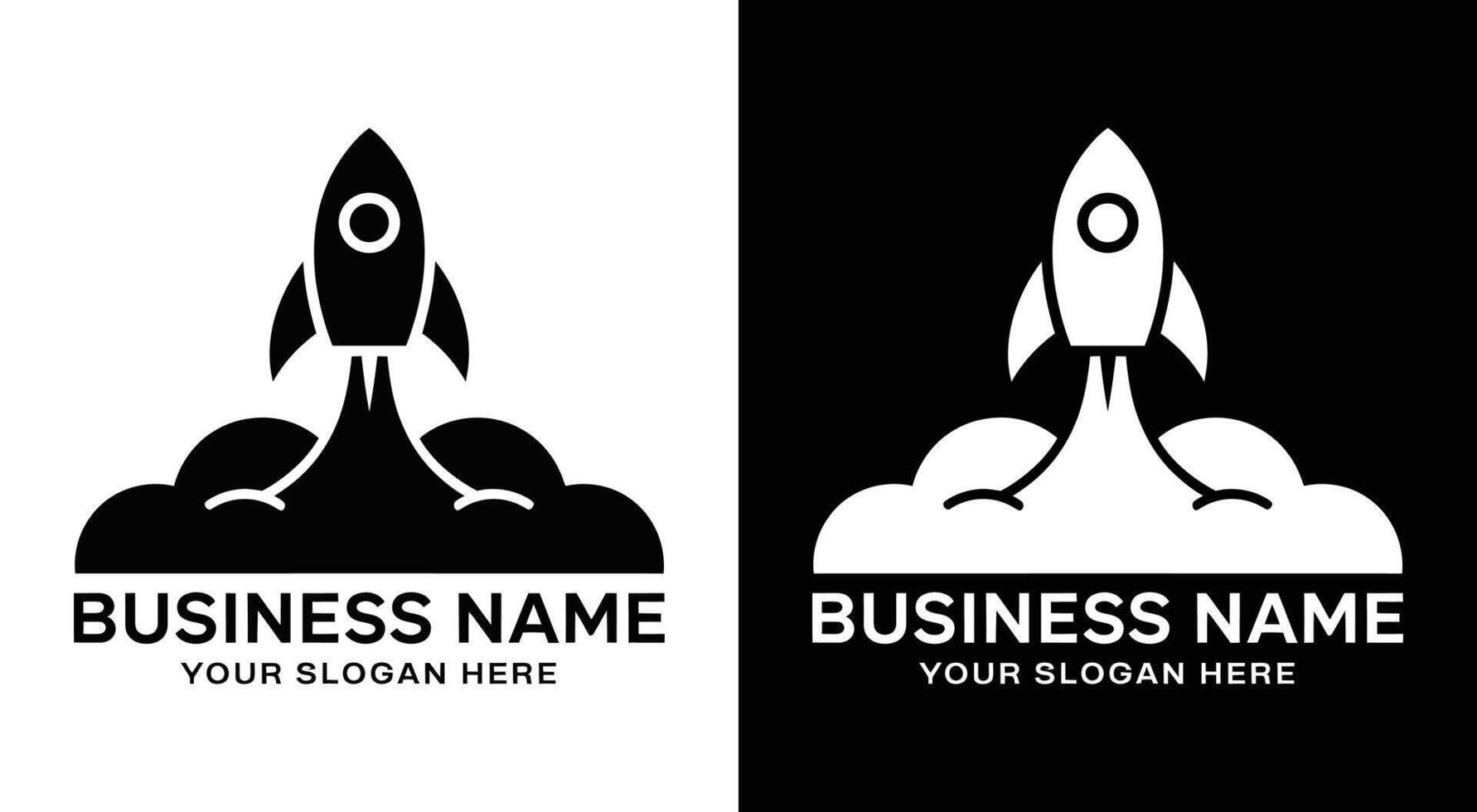 Rocket and Cloud Logo Bold Black Ambition for Tech Startups vector
