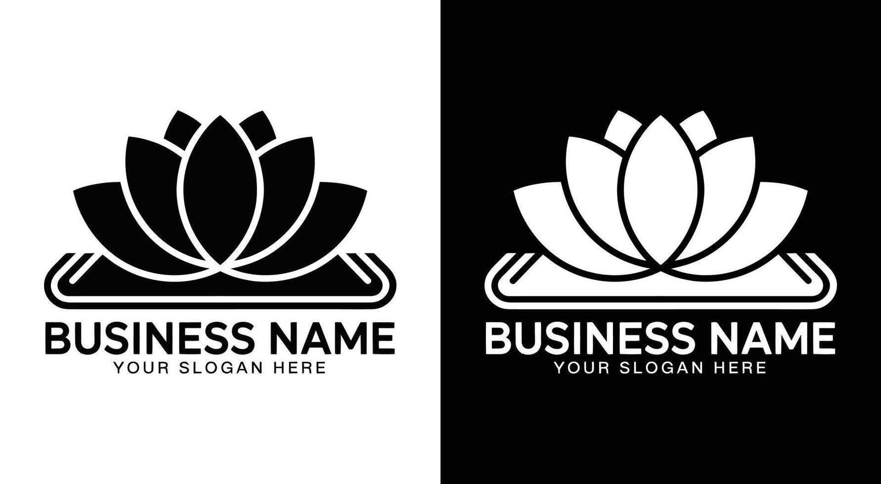 Lotus and Mat Logo for Yoga Studios Bold Black Design Symbolizing Peace vector