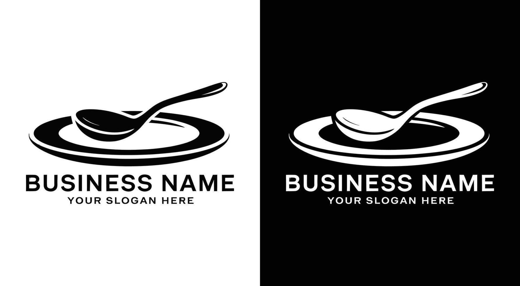 Plate and Spoon Logo Bold Black Dining for Restaurants vector