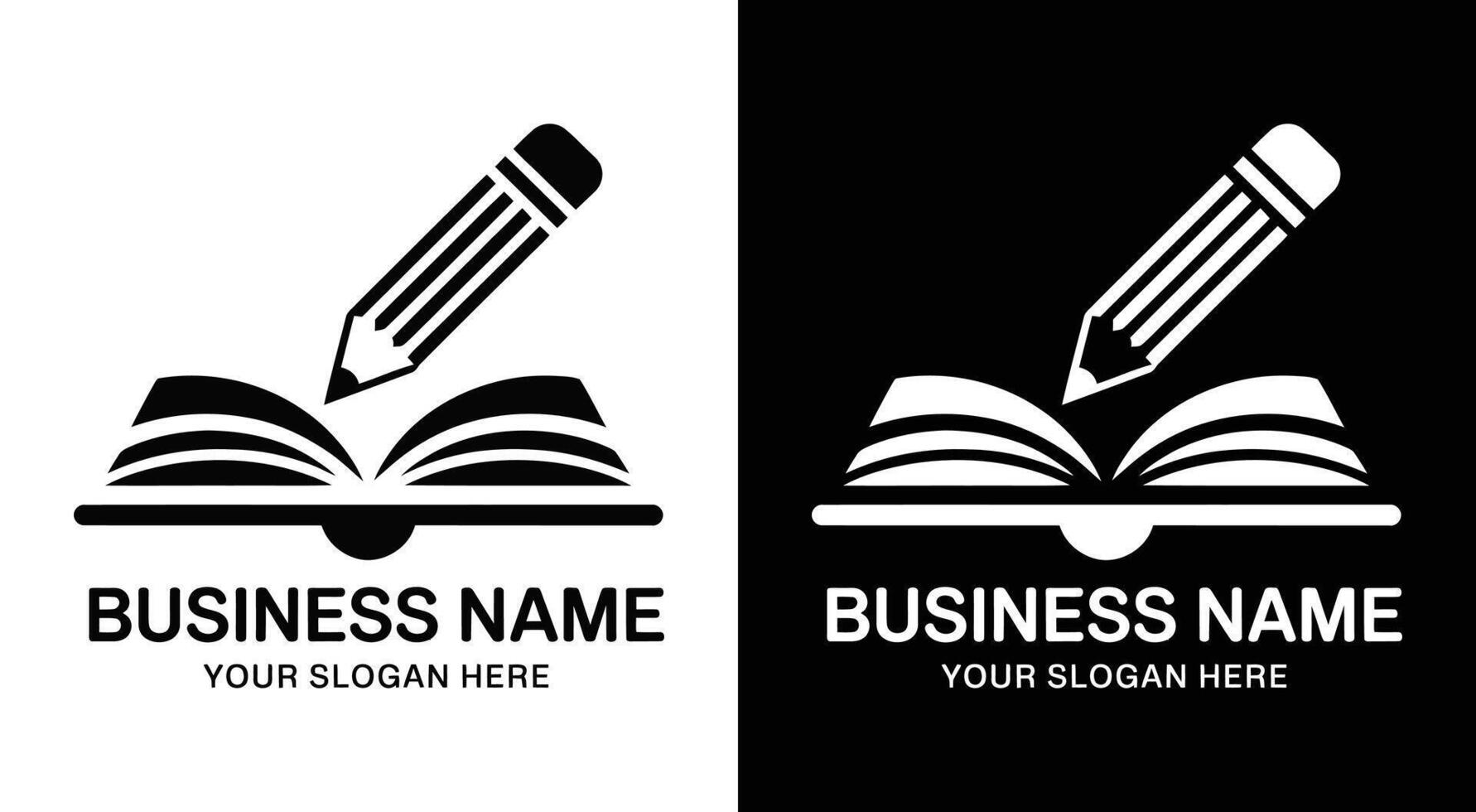 Bold Black Book and Pencil Logo Educational Business Mark for Publishers and Learning Brands vector
