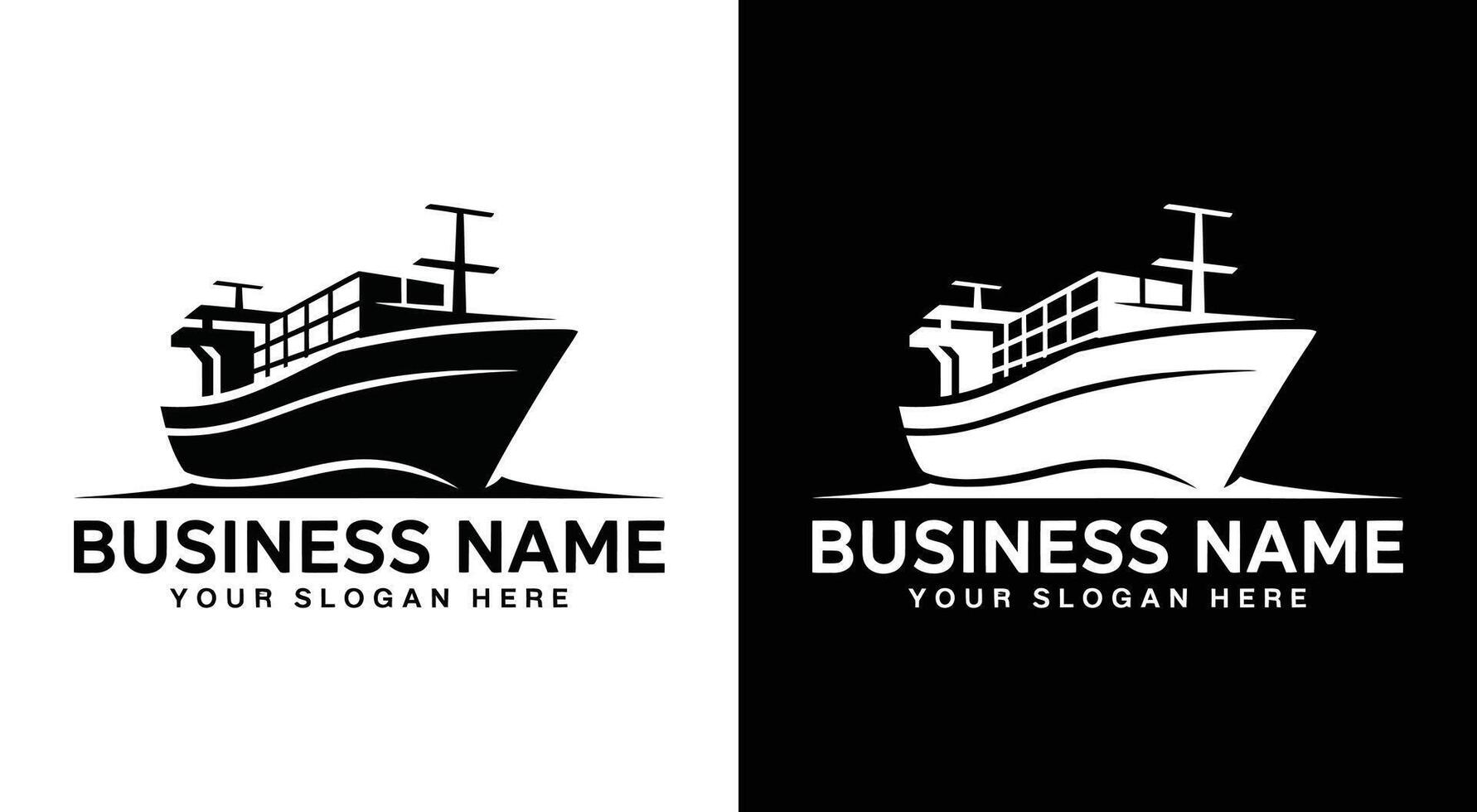 Ship and Crate Logo Bold Black Transport for Shipping vector