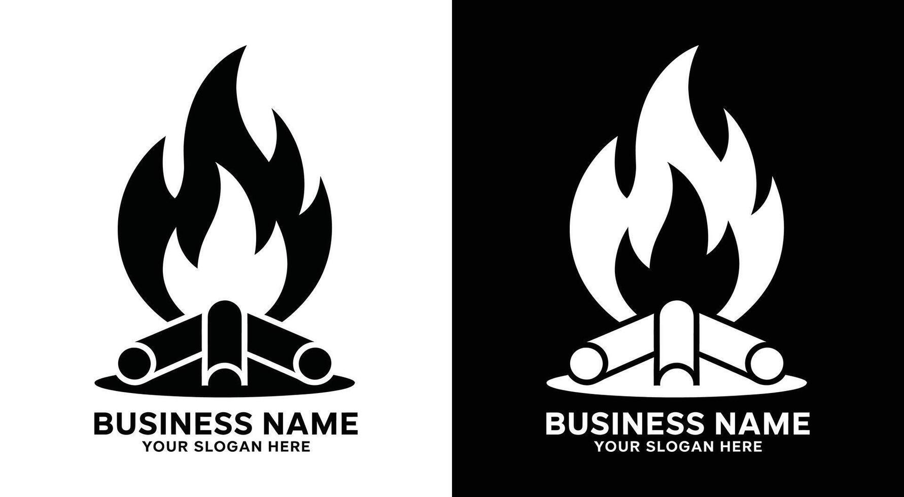Fire Lantern Logo Bold Black Wilderness for Camping vector