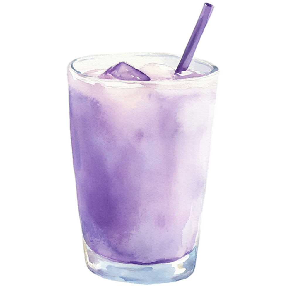 A purple drink with a straw in it png