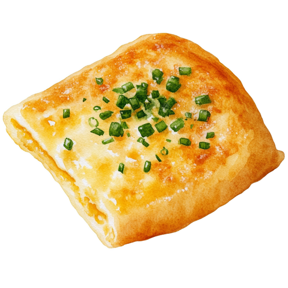 A square piece of cheese and green onions png